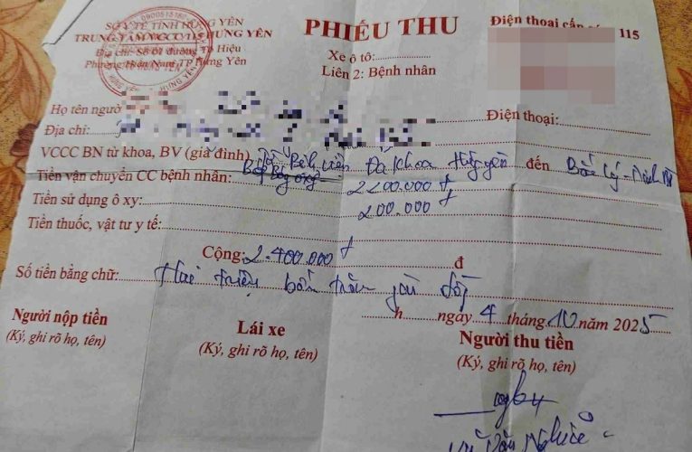 Giám đốc 115 Hưng Yên lý giải vụ “xe cấp cứu chở bệnh nhân đi 12km thu 2,4 triệu”