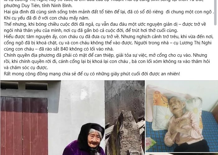 Xôn xao cụ bà bị chắn bịt lối đi phải trèo tường vào trong nhà