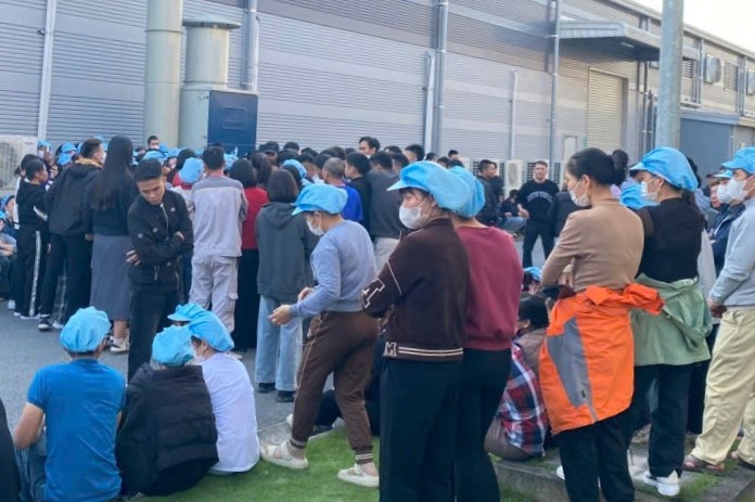 Hàng trăm công nhân tại một công ty ở Ninh Bình ngừng việc tập thể